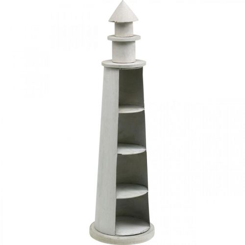 Floristik24 Phare Shabby Chic Crème Décoration Été Maritime Ø14,5cm H51cm