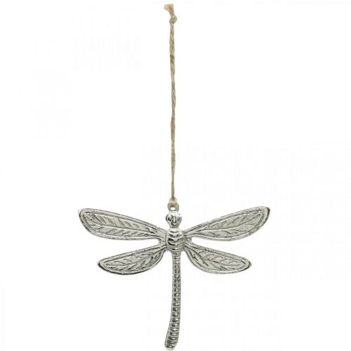 Floristik24 Libellule en métal, décoration estivale, libellule décorative à suspendre argentée L12,5cm