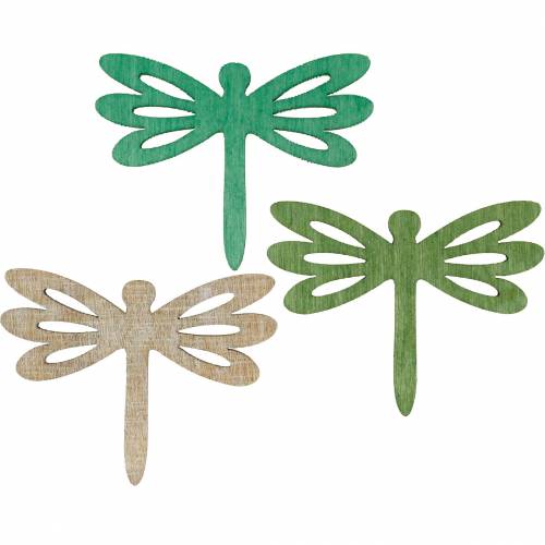 Floristik24 Libellules à disperser, décoration d&#39;été en bois, décoration de table vert 48pcs