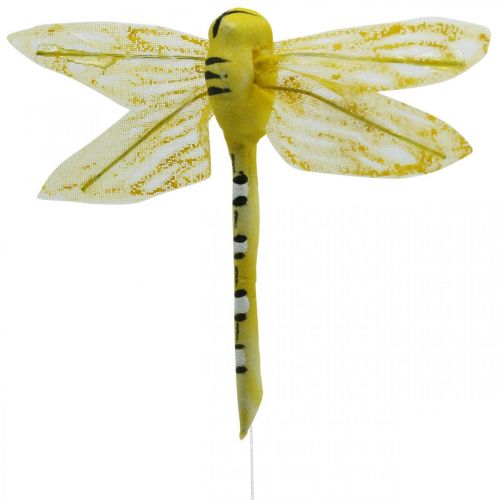 Article Décoration d&#39;été, libellules sur fil, insectes décoratifs jaune, vert, bleu L10,5cm 6pcs