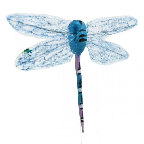Article Déco d&#39;été, libellules sur fil, insectes déco jaune, vert, bleu L10,5cm 6 pcs