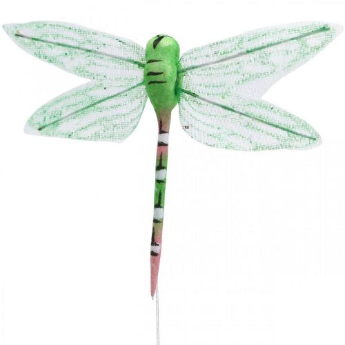 Article Déco d&#39;été, libellules sur fil, insectes déco jaune, vert, bleu L10,5cm 6 pcs