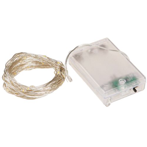 Article Guirlande lumineuse 50 micro LED blanc chaud avec minuterie et piles, 6 pièces