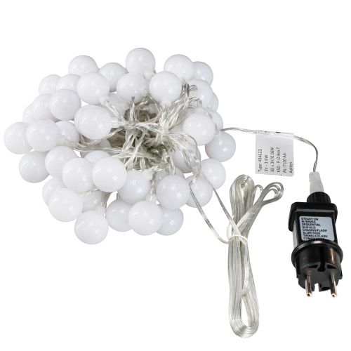 Article Guirlande lumineuse boules minuterie 60 LED blanc chaud intérieur extérieur 9m