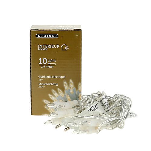Floristik24 Guirlande lumineuse mini 10pcs 1,5m pour intérieur transparent/clair