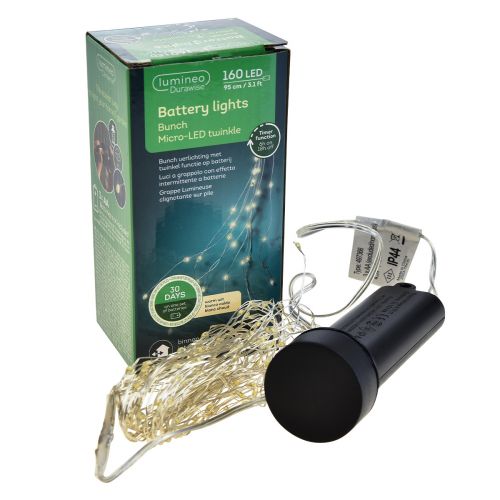 Floristik24 Minuterie lumineuse à batterie Twinkle 140cm 160 Micro LED