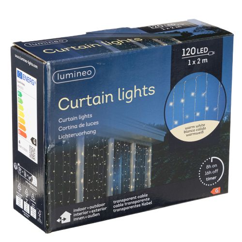 Article Rideau lumineux 120 LED guirlande lumineuse blanc chaud 100×180cm