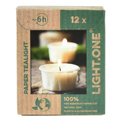 Floristik24 Light.one bougies chauffe-plat en papier naturel sans plastique végétalien 12 pcs