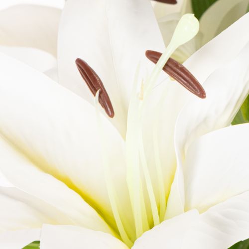 Lys artificiels, 6 fleurs blanches, branche fleurie réaliste, 66 cm | Floristik24.be