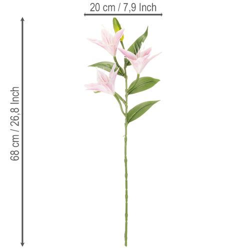Lys artificiel, fleur à tige, décoration, 68 cm, lot de 3 | Floristik24.be