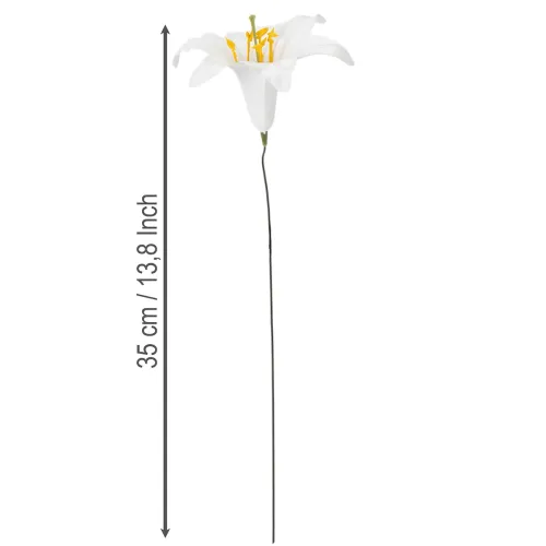 Lys artificiel blanc, sur fil de fer, taille moyenne, 35 cm, lot de 5 | Floristik24.be