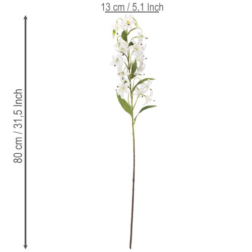 Lys blanc artificiel à longue tige fleurie, décoratif, 80 cm | Floristik24.be