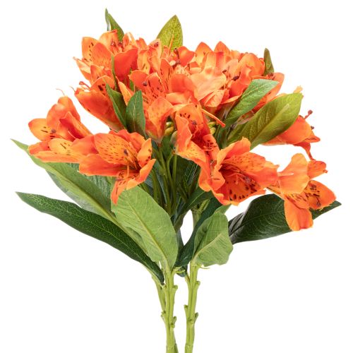 Alstroemeria artificielle orange, bouquet décoratif artificiel, 75 cm, 3 pièces