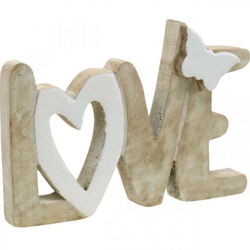 Floristik24 Décoration de table "Love", décoration en bois avec coeur et papillon naturel, blanc L24cm H17,5cm