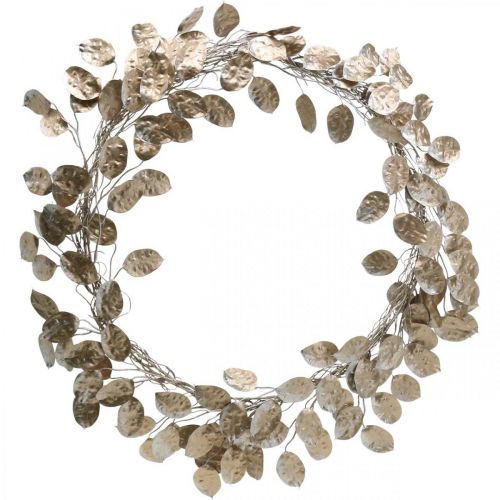 Floristik24 Couronne décorative feuille d'argent couronne artificielle de feuilles champagne Ø59cm