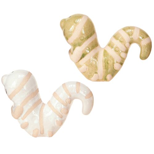 Article Décoration de ver drôle chenille en céramique décoration suspendue pot 9x6cm 2pcs