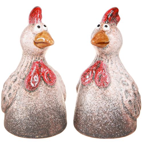 Floristik24 Figurine décorative amusante en céramique de poulet décoratif Pâques 10,5 cm 4 pièces
