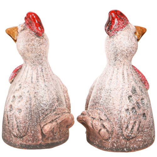 Article Figurine décorative amusante en céramique de poulet décoratif Pâques 10,5 cm 4 pièces
