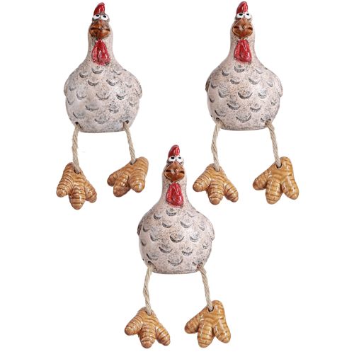 Floristik24 Poulet Pâques céramique Figurine bord d'étagère 9,5cm 3pcs