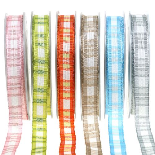 Ruban déco à cocher avec liseret 15mm L20m