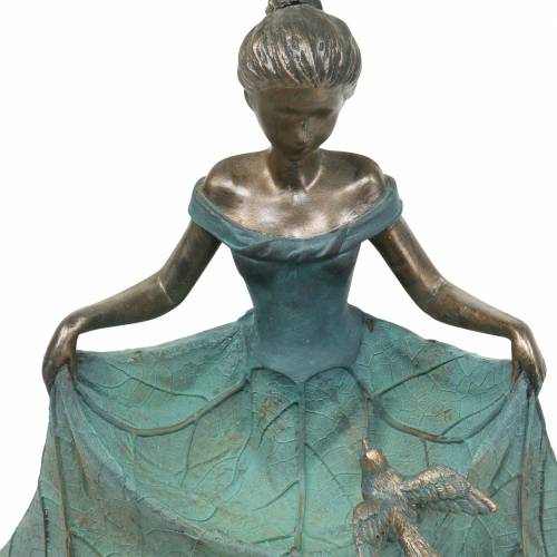 Floristik24 Figurine jardin bain d&#39;oiseau fille en robe fleurie H33.5cm