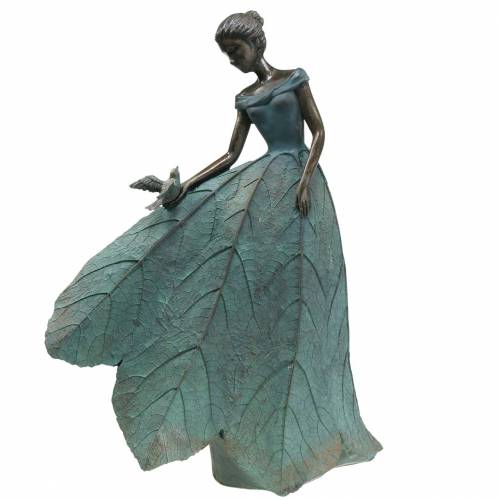 Floristik24 Figurine de jardin fille en robe fleurie bronze/vert H52.5cm