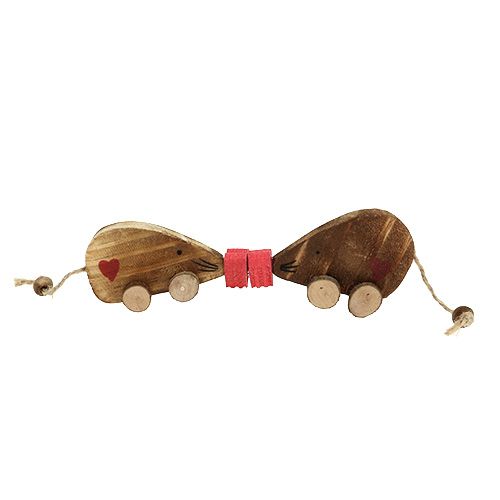 Article Paire de souris avec aimants en bois naturel 4p