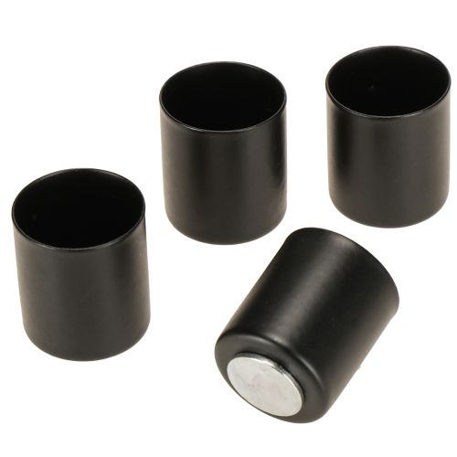 Floristik24 Bougeoir magnétique, métal noir, H3cm, 4 pièces