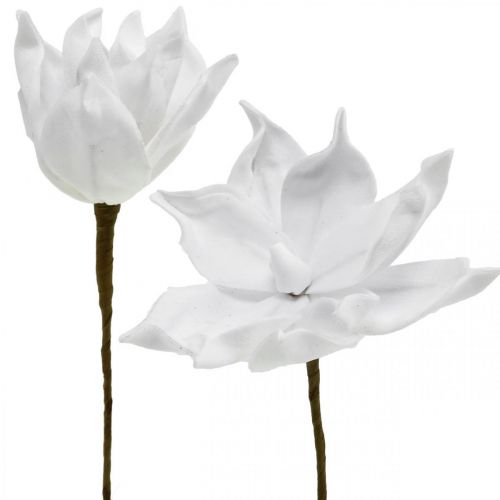 Floristik24 Magnolia artificiel blanc fleur artificielle sur tige Ø10cm Mousse 6pcs