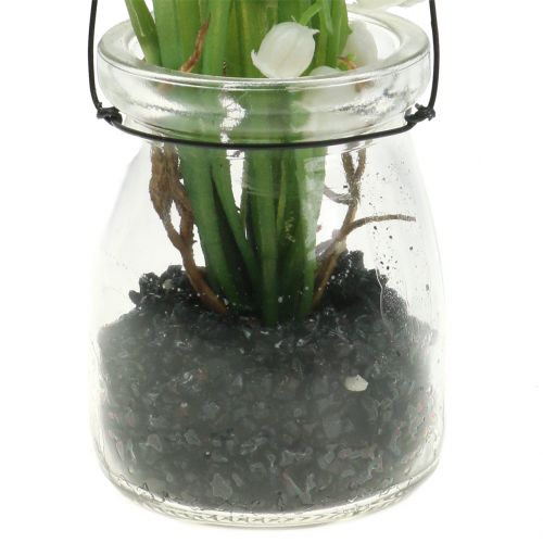 Floristik24 Lys de la vallée en verre à suspendre H22cm
