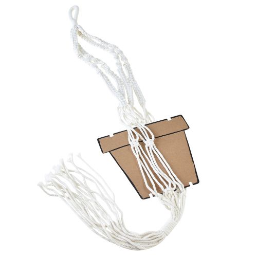 Article Panier suspendu macramé pour pot Ø18-19cm crème H85cm