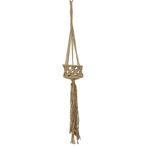 Article Décoration macramé à suspendre bohème marron beige Ø12cm H79cm