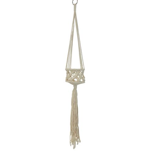 Article Décoration à suspendre macramé crème style bohème Ø12cm H79cm