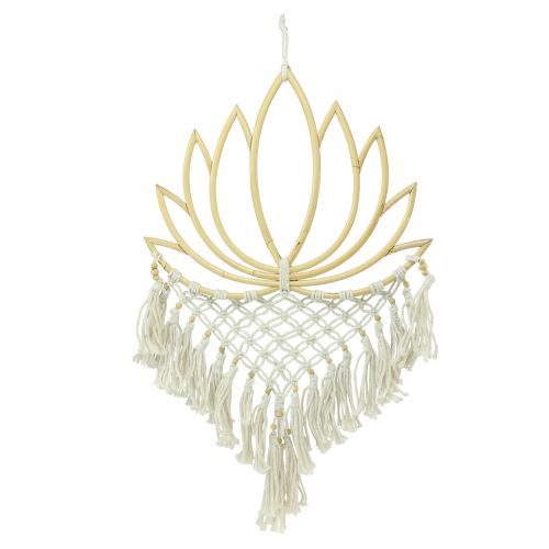 Décoration murale macramé décoration lotus bambou crème naturelle 70cm