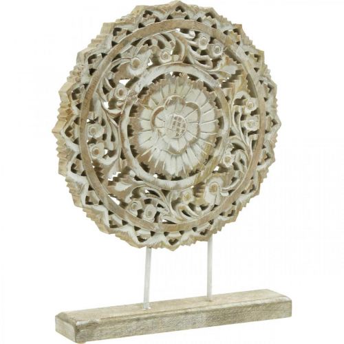 Mandala à poser, décoration florale bois, décoration de table, décoration estivale shabby chic nature H39.5cm Ø30cm