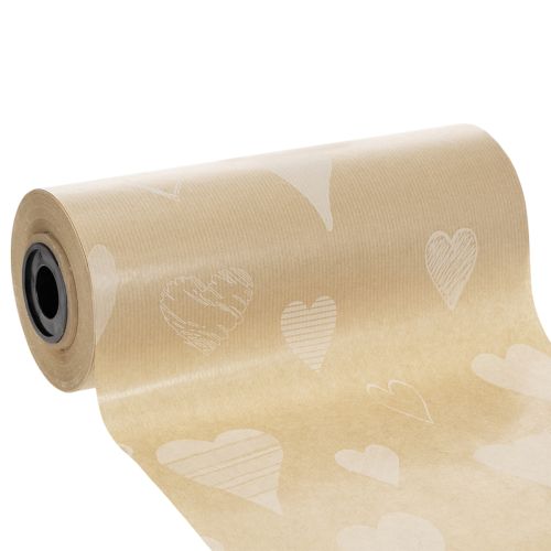 Papier à fleurs décoratif naturel avec motifs cœurs et fleurs 25cm x 100m acheter | Floristik24.be