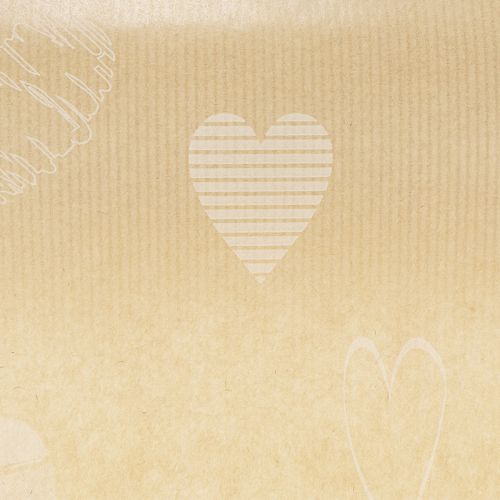 Papier à fleurs décoratif naturel avec motifs cœurs et fleurs 25cm x 100m | Floristik24.be