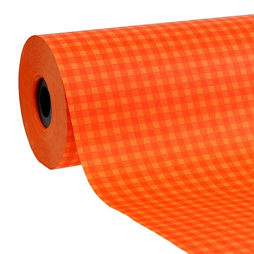 Manchette en papier 37,5 cm à carreaux orange 100 m