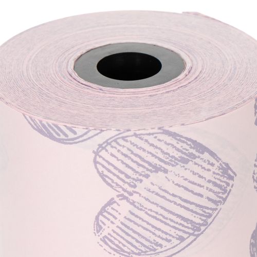 Article Papier d'emballage fleuri à motifs de cœurs pour créations florales décoratives, 25 cm x 25 m