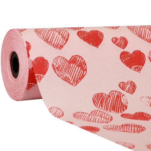 Papier manchette papier de soie coeurs roses 25cm 100m