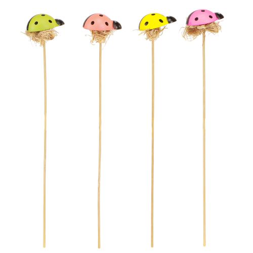 Article Bouchons de fleurs décoratifs coccinelle couleur bois 3,5cm 24 pcs
