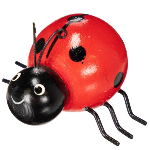 Article Coccinelles en bois porte-bonheur, 5 cm, lot de 6, pour décorer votre intérieur.