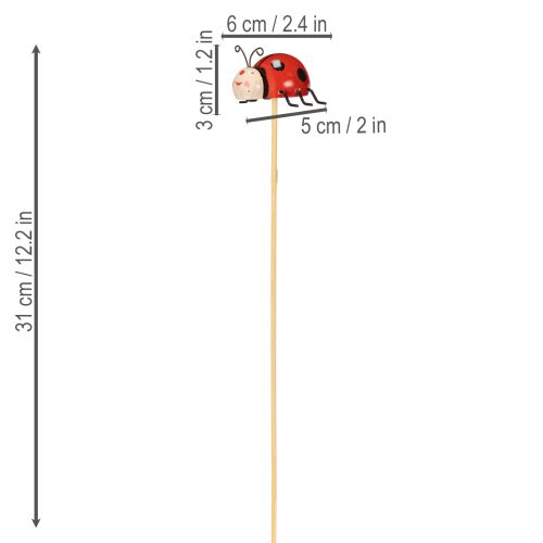 Article Piquets de jardin coccinelle, décoration printanière et estivale, ornement floral, 31 cm, lot de 4