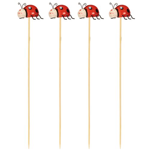 Article Piquets de jardin coccinelle, décoration printanière et estivale, ornement floral, 31 cm, lot de 4