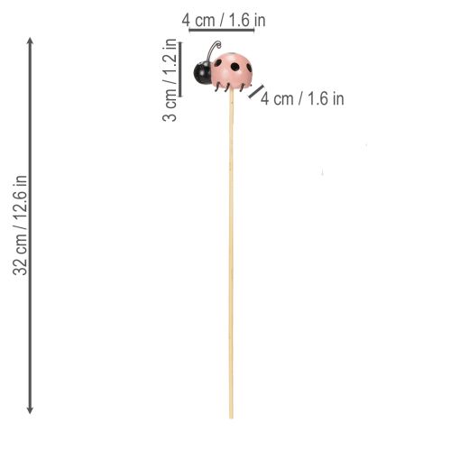 Article Coccinelles décoratives pour pots de fleurs et compositions florales printanières, 32 cm, lot de 16.