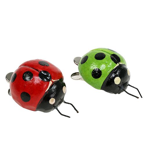 Floristik24 Coccinelles avec clip 4,5 cm rouge, vert 6 p.