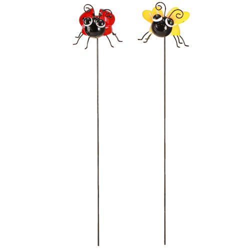 Article Coccinelle et abeille avec bâton Décoration de jardin en métal 46 cm 2 pièces