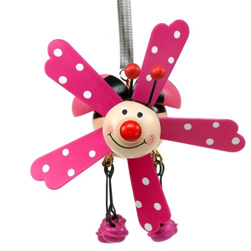 Carillon à Vent Coccinelle Bois Rose 12cm