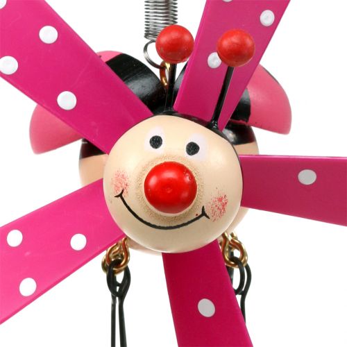 Floristik24 Carillon à Vent Coccinelle Bois Rose 12cm
