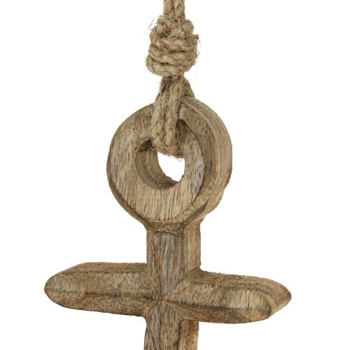 Article Ancre de décoration maritime en bois naturel à suspendre 19 cm